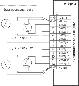 Схема электрических подключений МВДИ-4