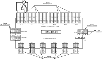 Схема электрических подключений ПАС-08-61(6 модулей МБН)